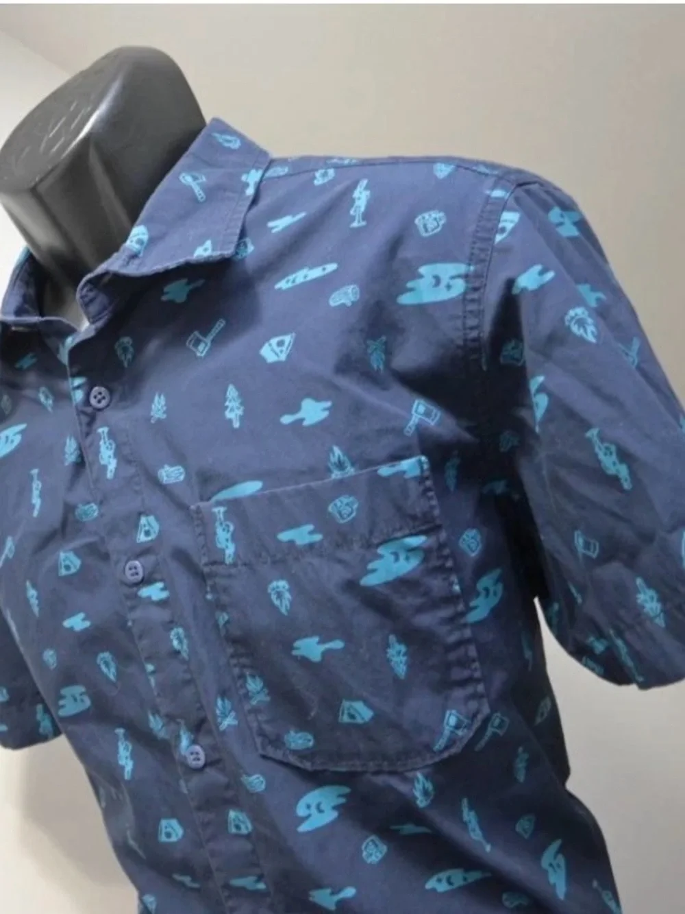 The North Face BLUE Baytrail Pattern Button Up Shirt XXL Outdoors Hiking